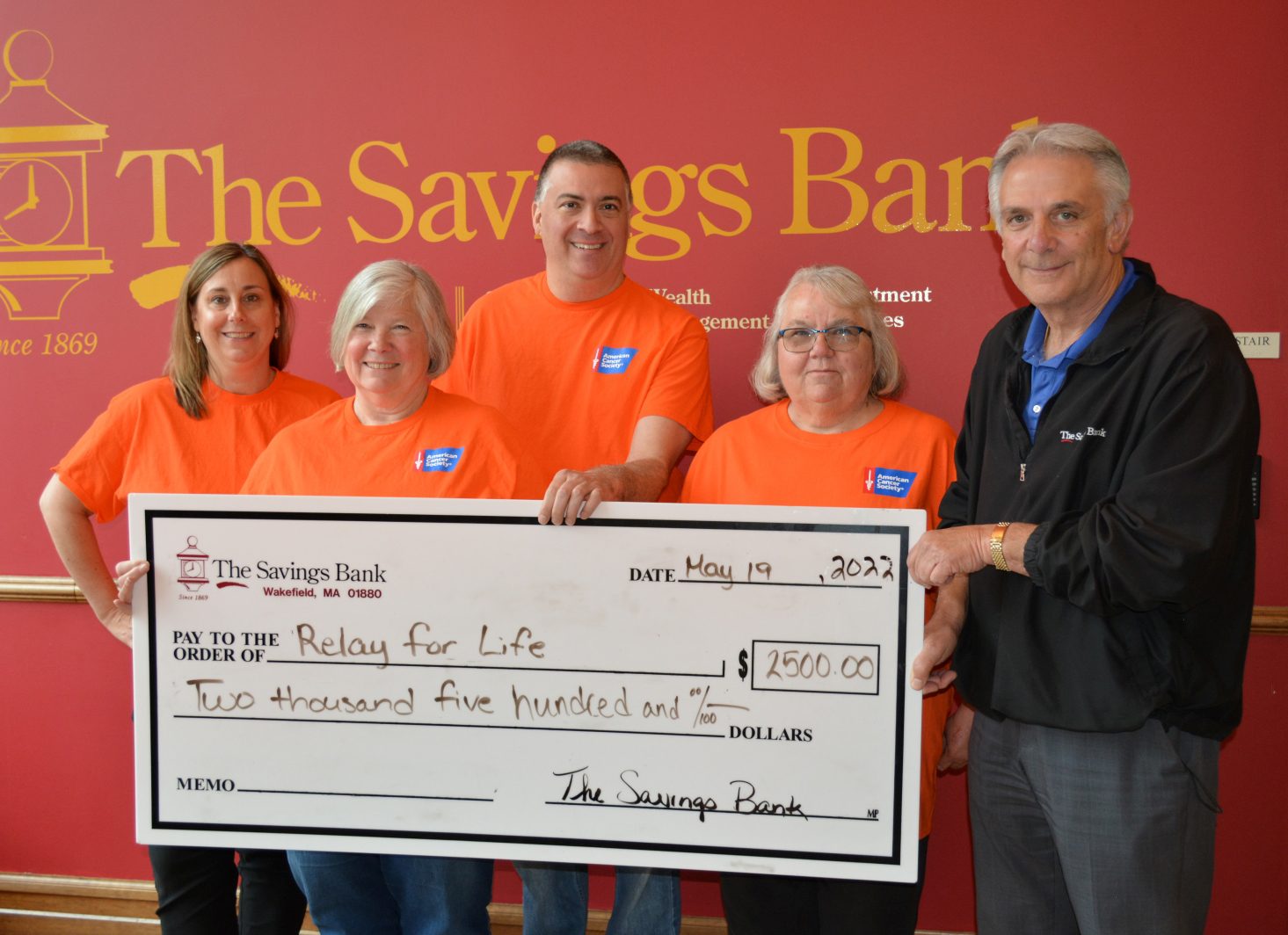 The Savings Bank presents a donation to the Wakefield American Cancer ...